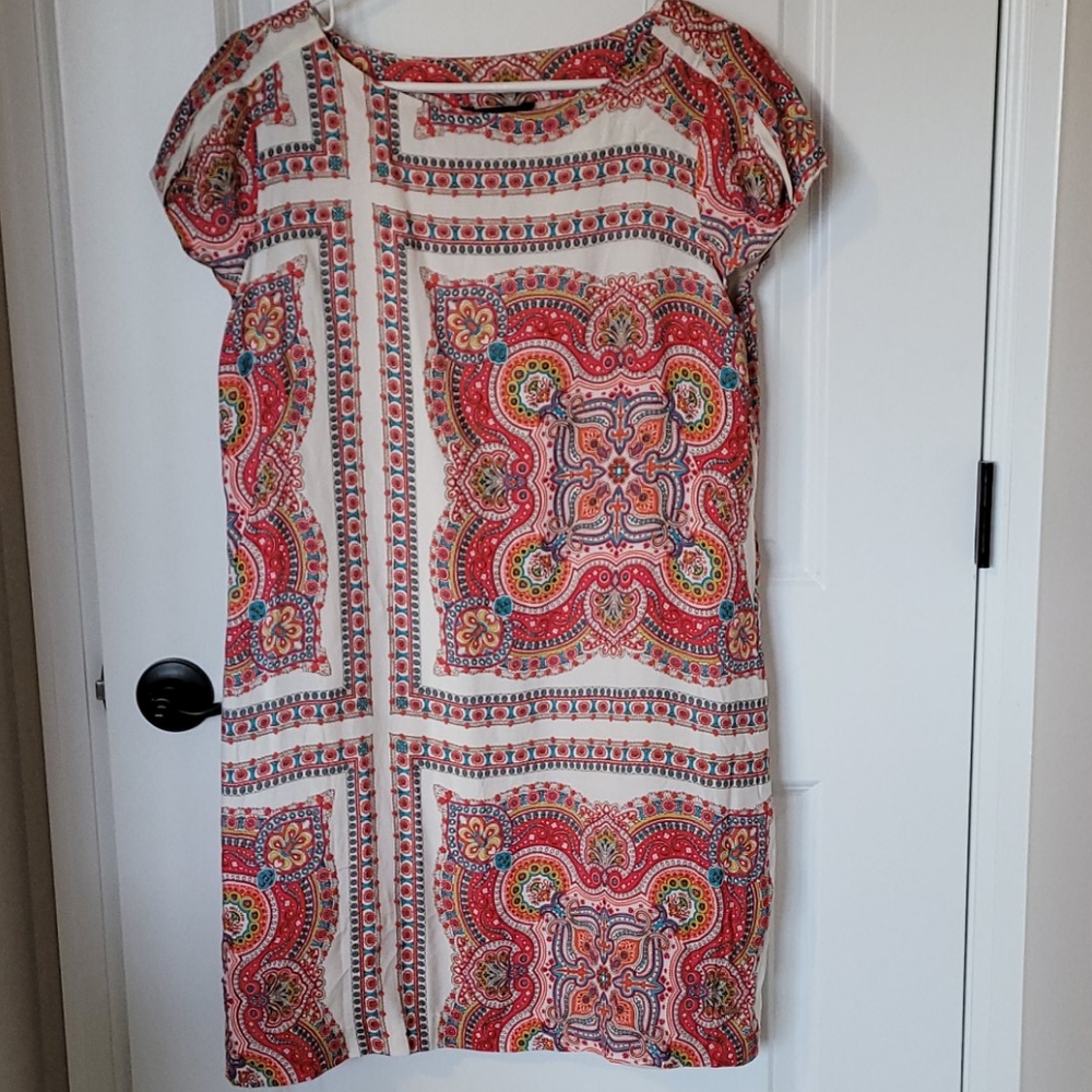 Tommy Hilfiger Red and White Patterned Midi Dress